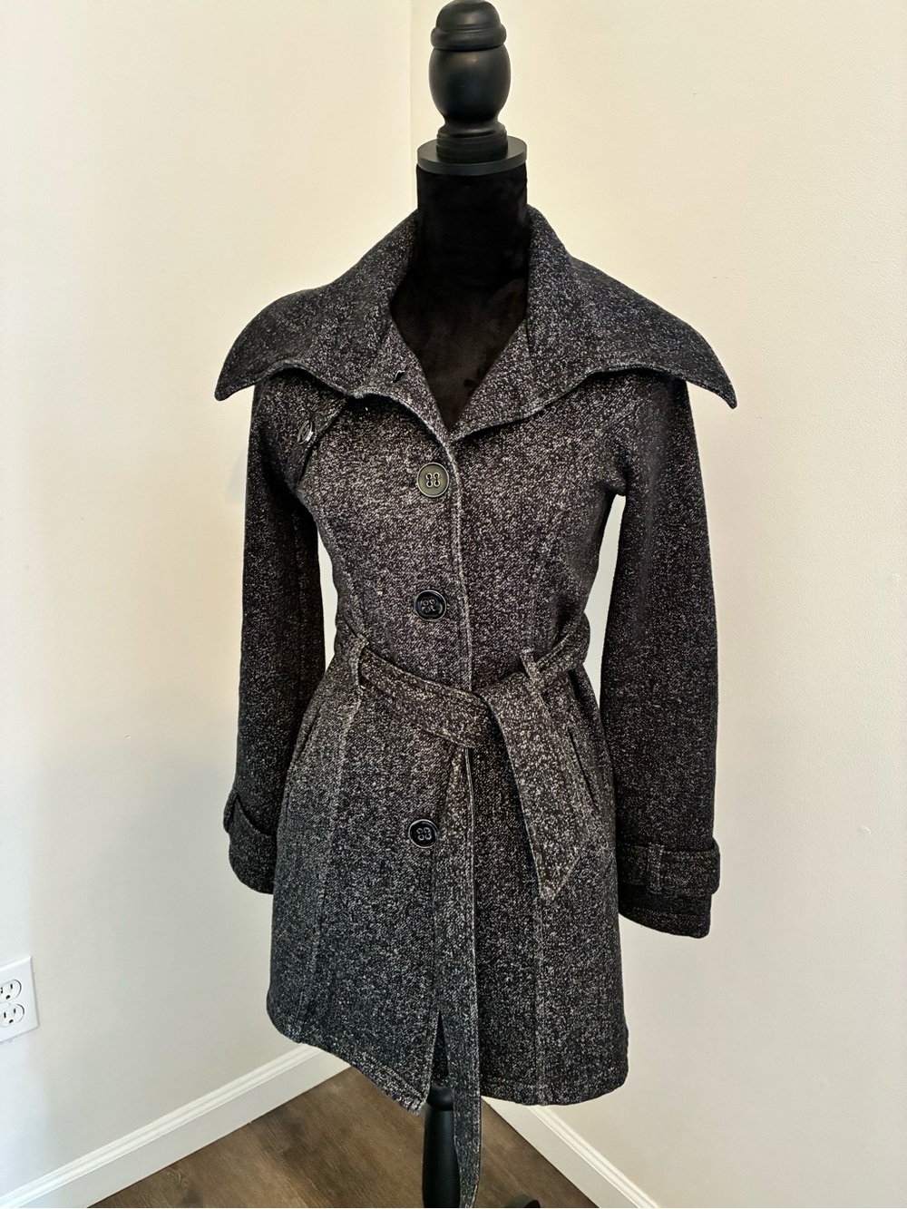 Iz Byer Women's Charcoal Gray Belted Trench Coat